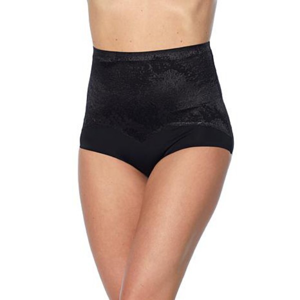 Rhonda Shear Grey Jacquard Smoothing Retro Style High Waist Panties L New