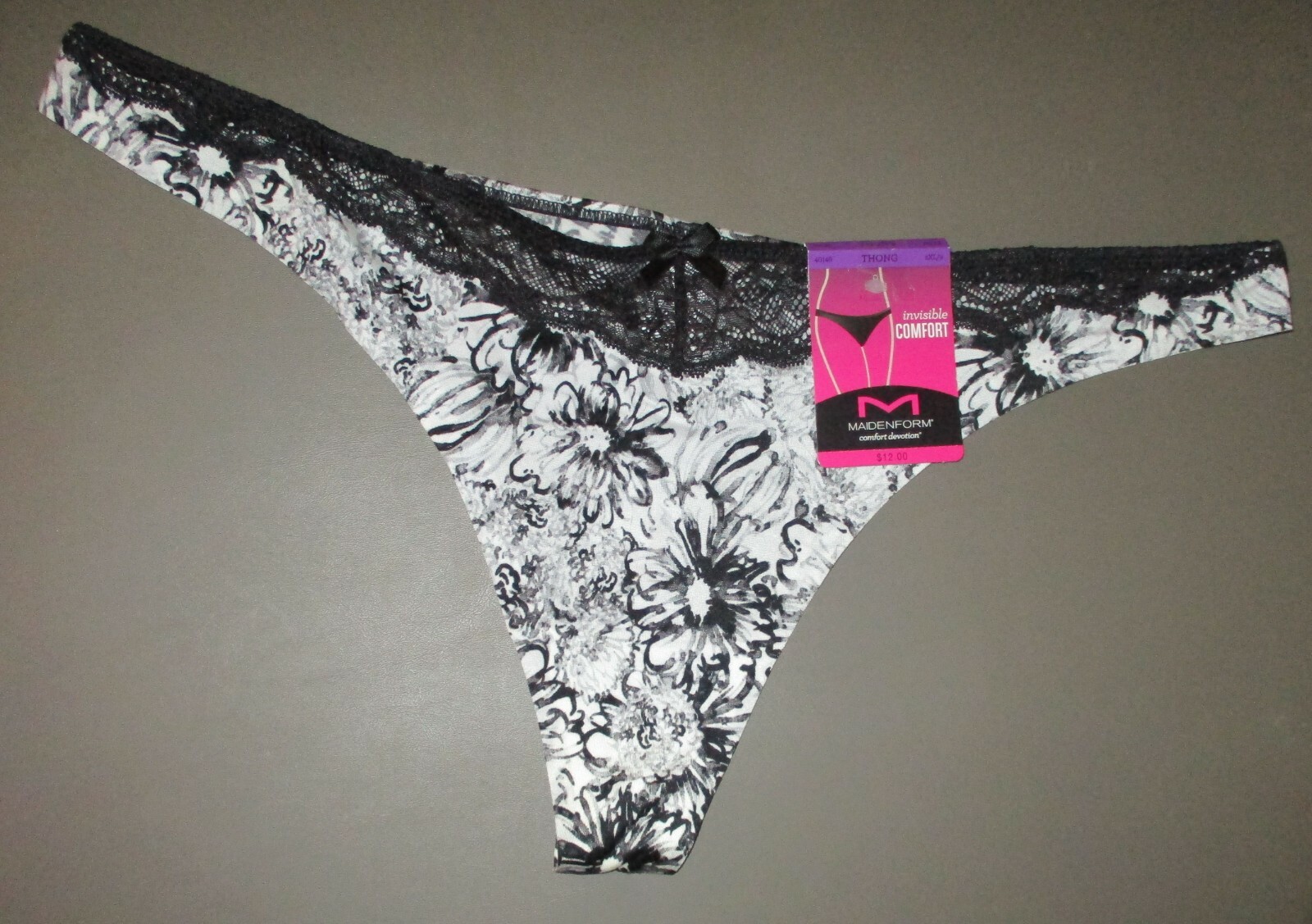 MAIDENFORM~2XL 9~40149~Black Floral Comfort Devotion Thong
