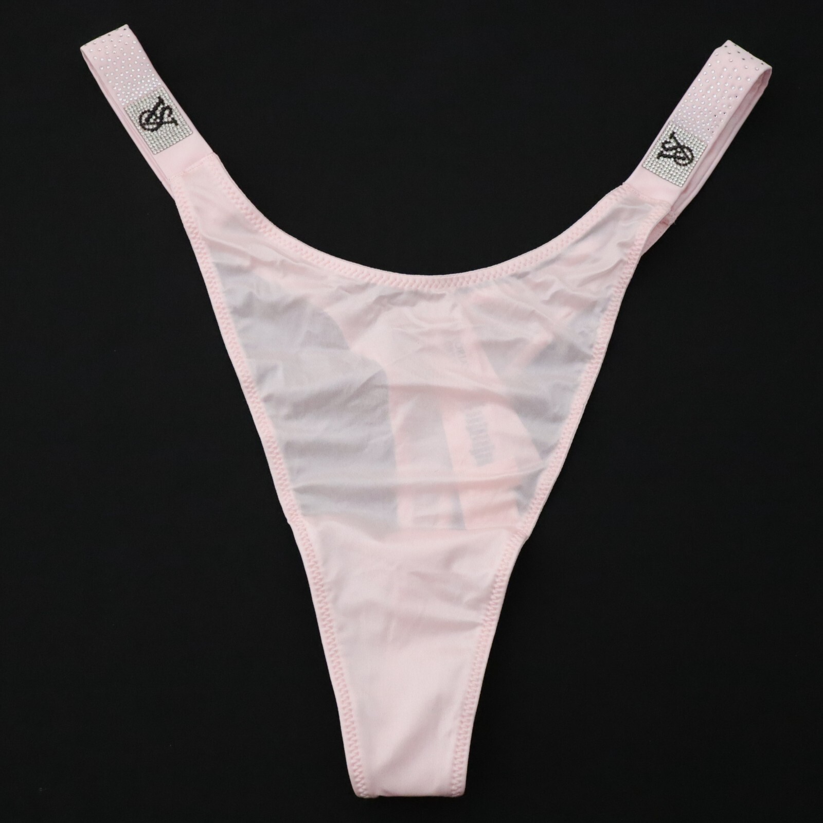 3 NEW Victoria’s Secret Satin Scattered Shine Strap Thong Panties Lot L MEDIUM