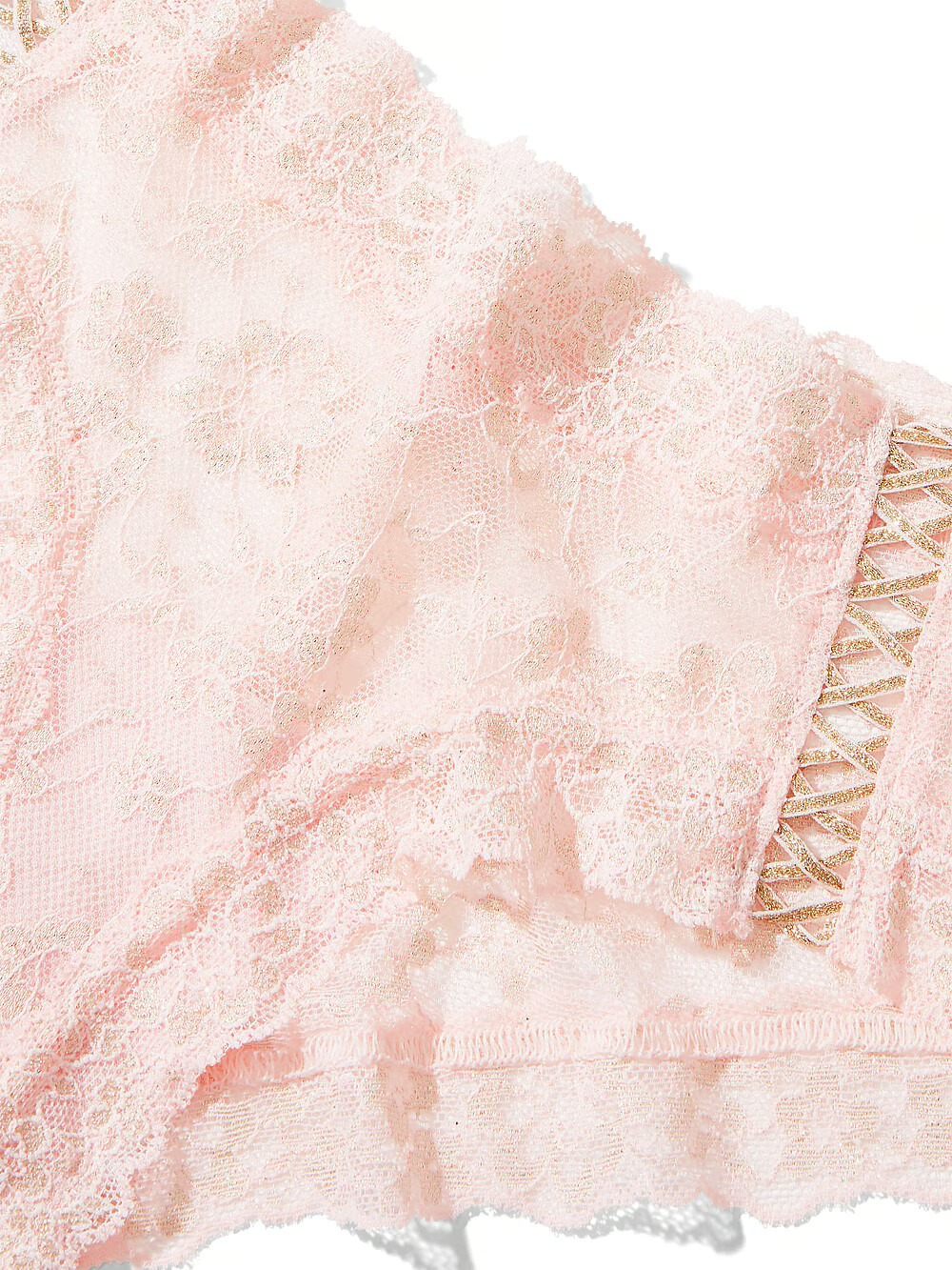 L XL XXL Pink GOLD SHINE LACE UP THE LACIE Victorias Secret CHEEKY Brief Panty