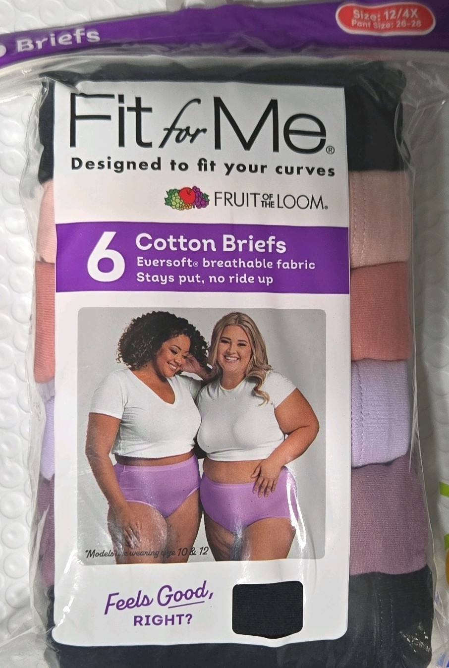 NEW 6 Pack Fit for me Women Briefs Underwear Cotton Fruit of the Loom Size 12/4X