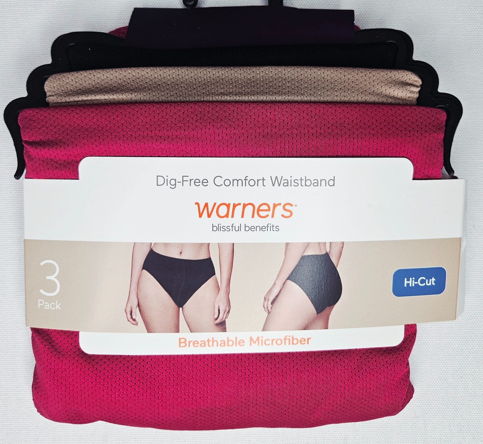 Warner’s Blissful Benefits Breathable Microfiber Hi Cut Panties 3 Pack 2XL (20)