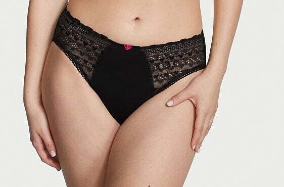 M L XL XXL Black Heart Lace Cotton Victorias Secret HighLeg Waist Brief Panty