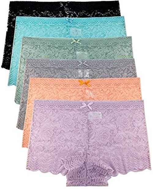 Multi Pack of Women’s Regular & Plus Size Lace Boyshort X-Large Isabella