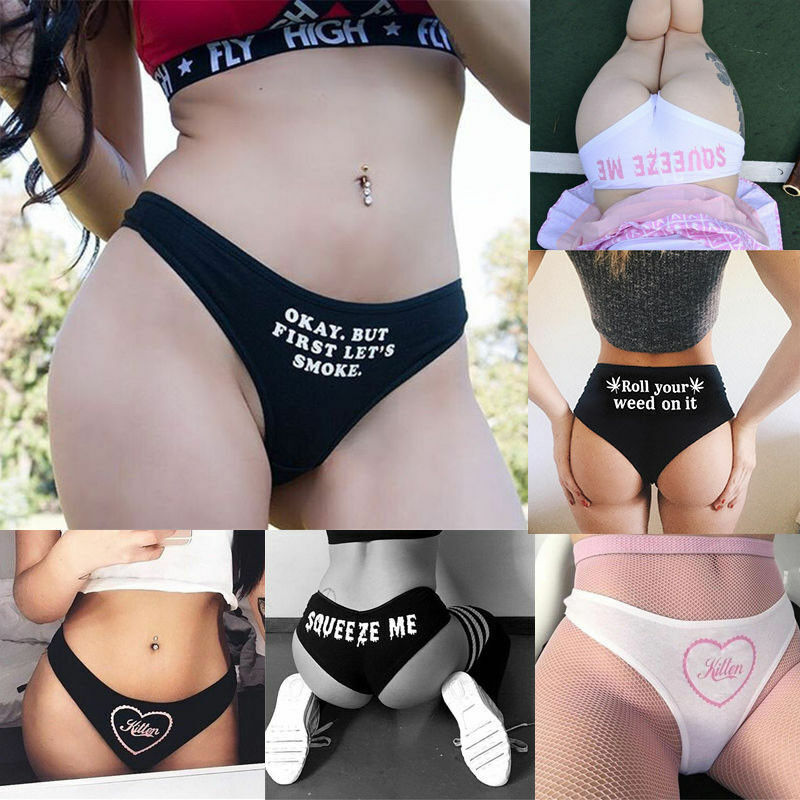 G-string Funny Underwear Letter Panties Briefs Sexy Lingerie Thongs Knickers