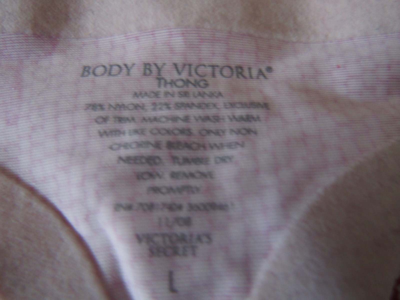 BODY BY VICTORIA, Red & White Thong Panty, Size Large, “NWT” Nylon & Spandex