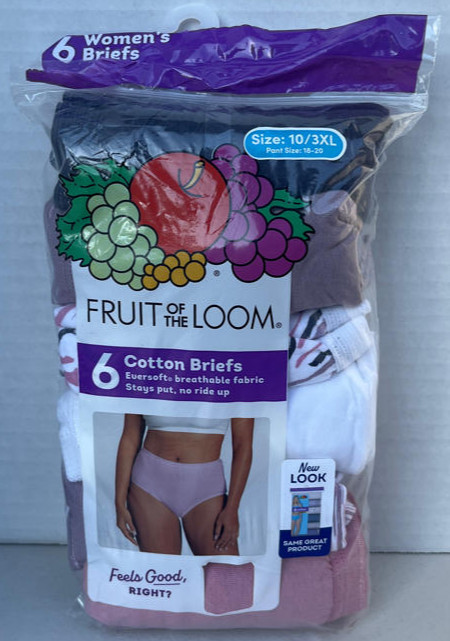 Fruit of the Loom Women’s 6pk Classic Briefs – Multicolored, 10/3XL