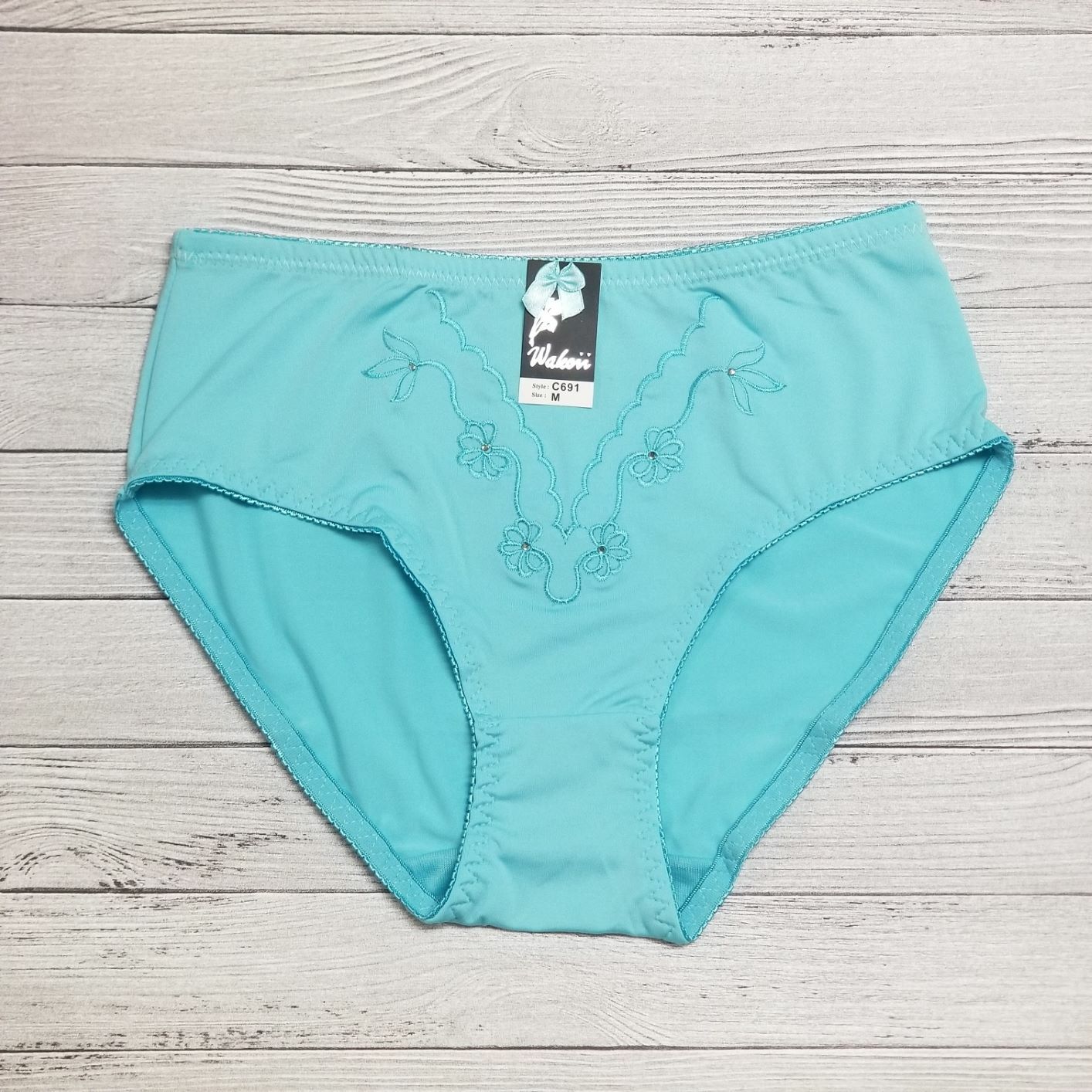 Women High Cut Full Seat Coverage Nylon Embroidery Bikini Brief panty Underwear