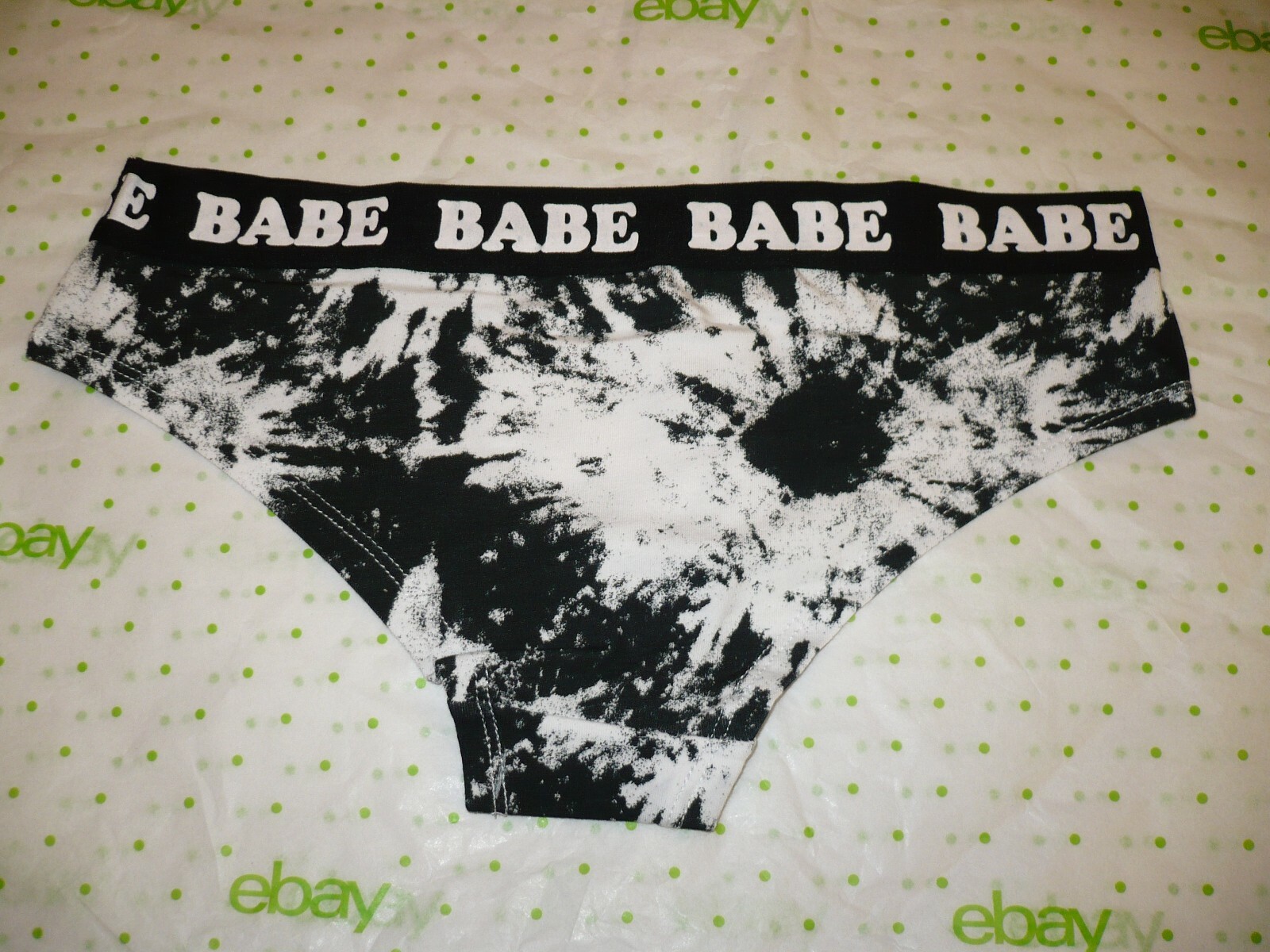 Rue 21 Women’s Bikini Panties MEDIUM Babe Black Tie Dye Allover Print New
