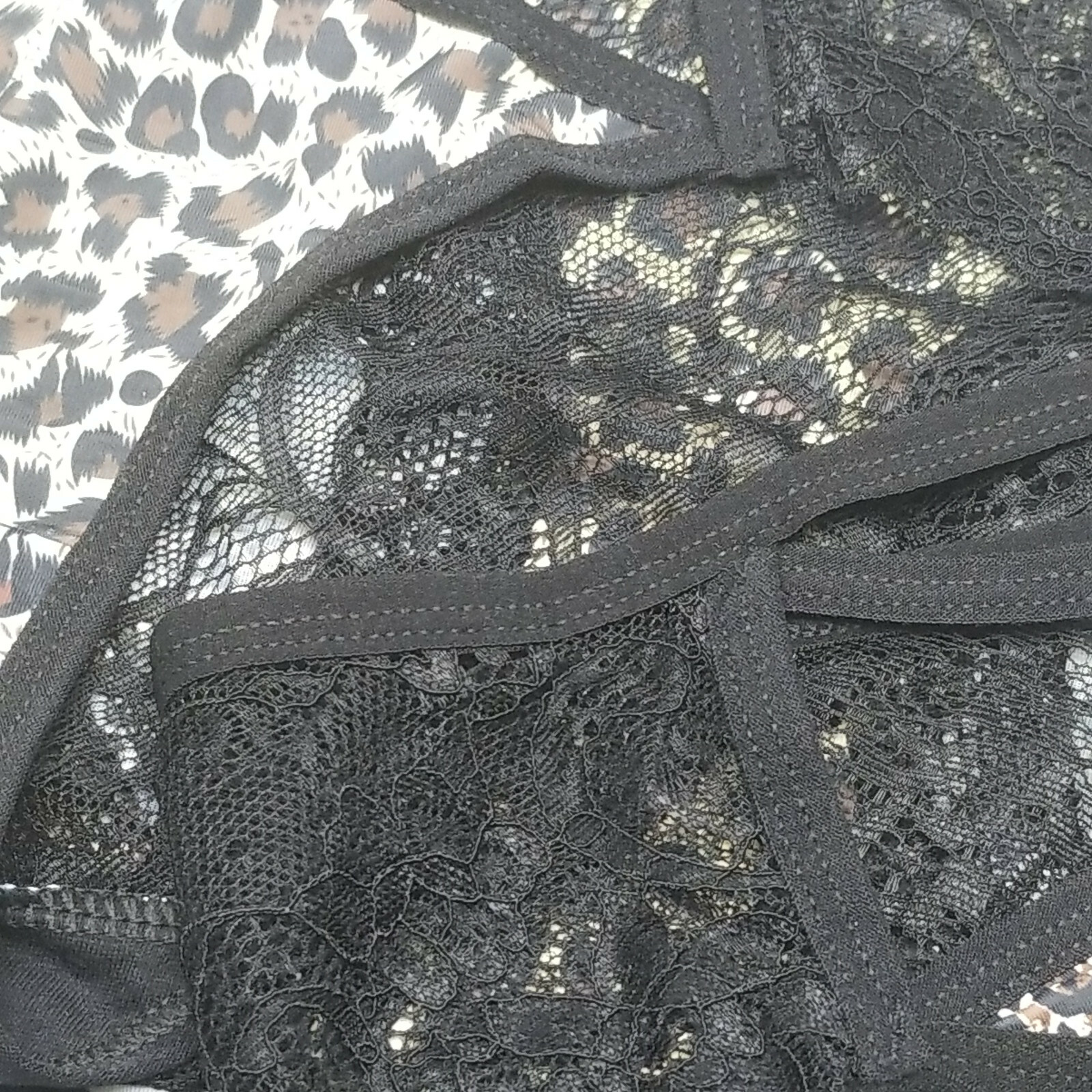 Leopard Cheetah print Blace Lace Panties Underwear Lingerie Strappy Sexy Cute