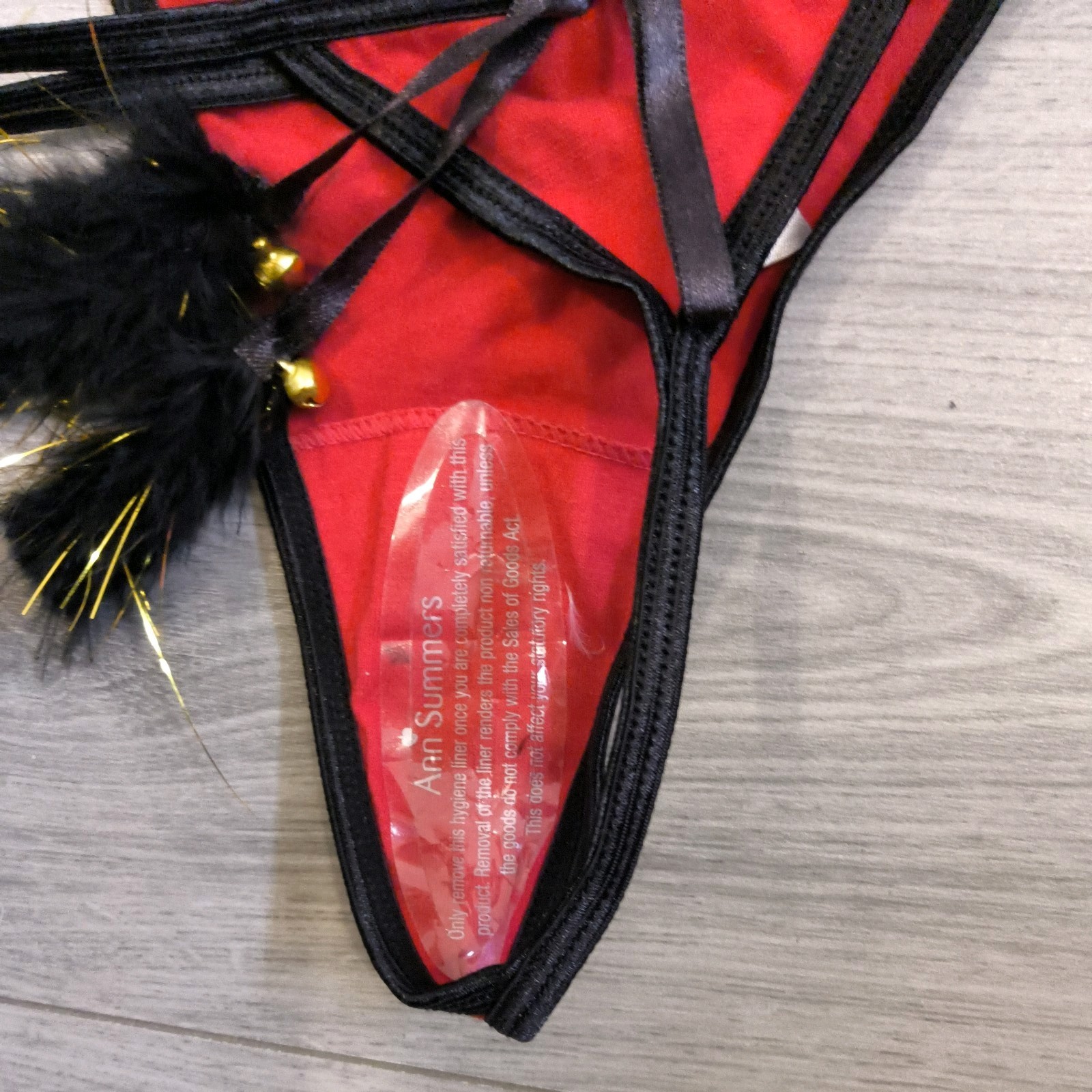 BNWT Vintage Ann Summers Red Jingle My Bells Christmas Thong Size 4-6