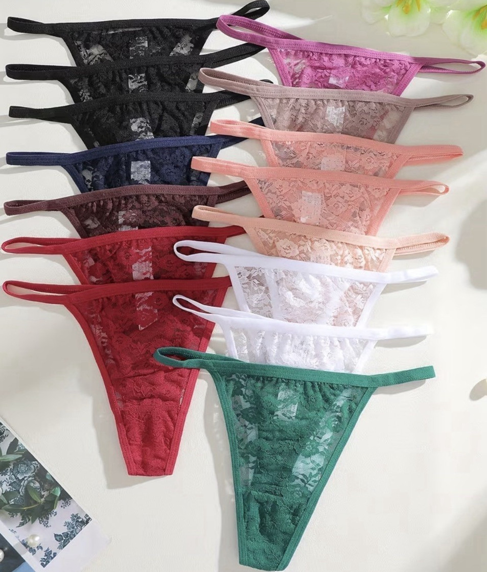 15 Pack Women’s Lace Thong Panties Floral Multicolor S-XL Stretch Breathable