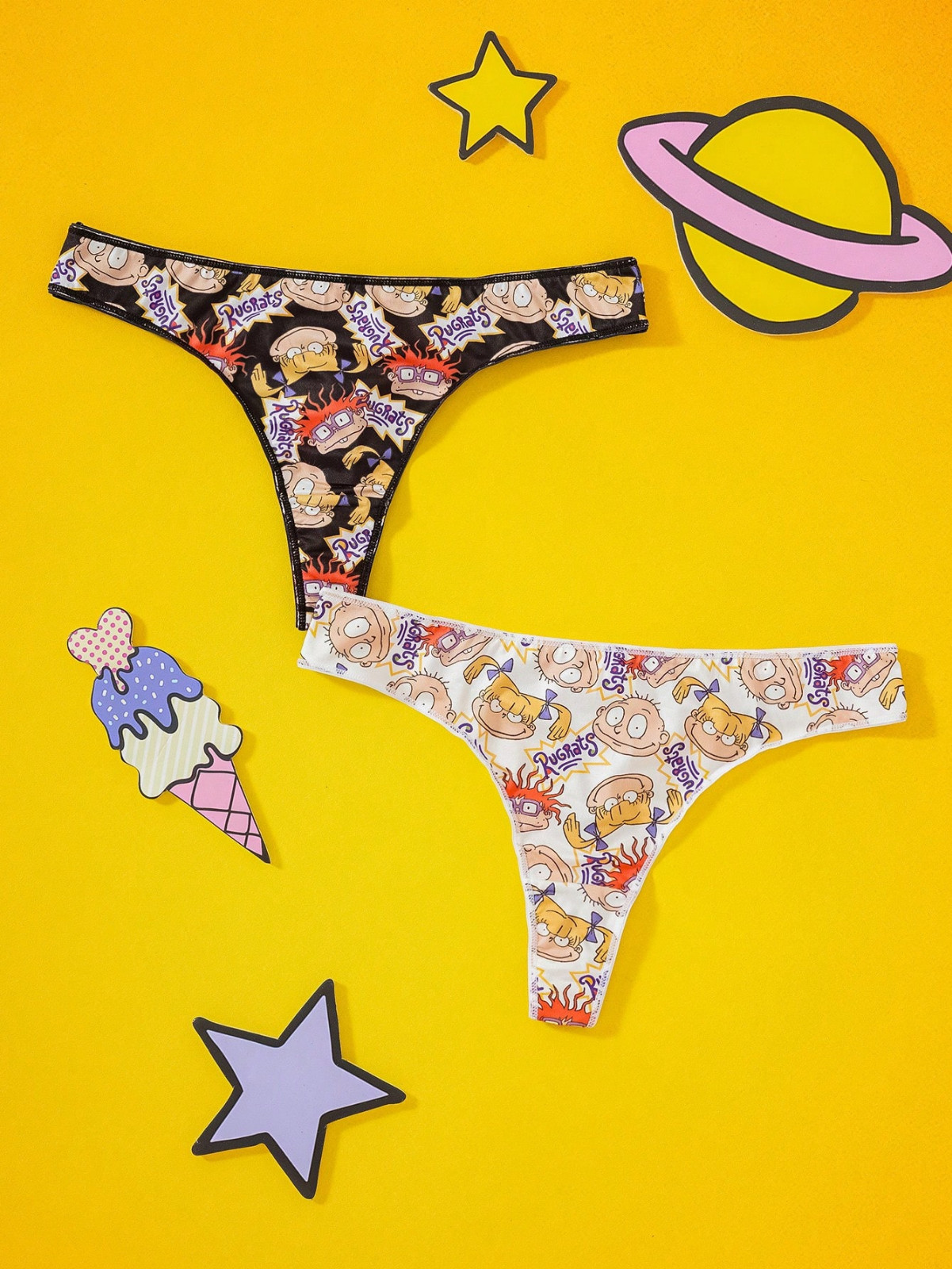 Women’s Rugrats Nickelodeon Licensed Cartoon Cute Thong Panties – Pack of 2