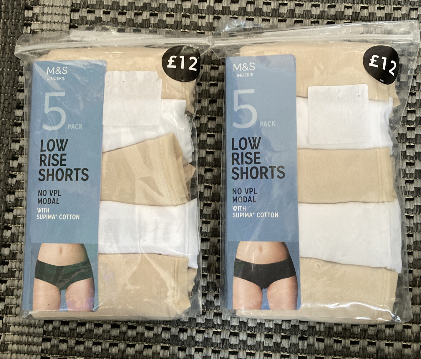MARKS & SPENCER WOMENS 2 Packs Low Rise Shorts Modal No VPL 10 in total Size 22