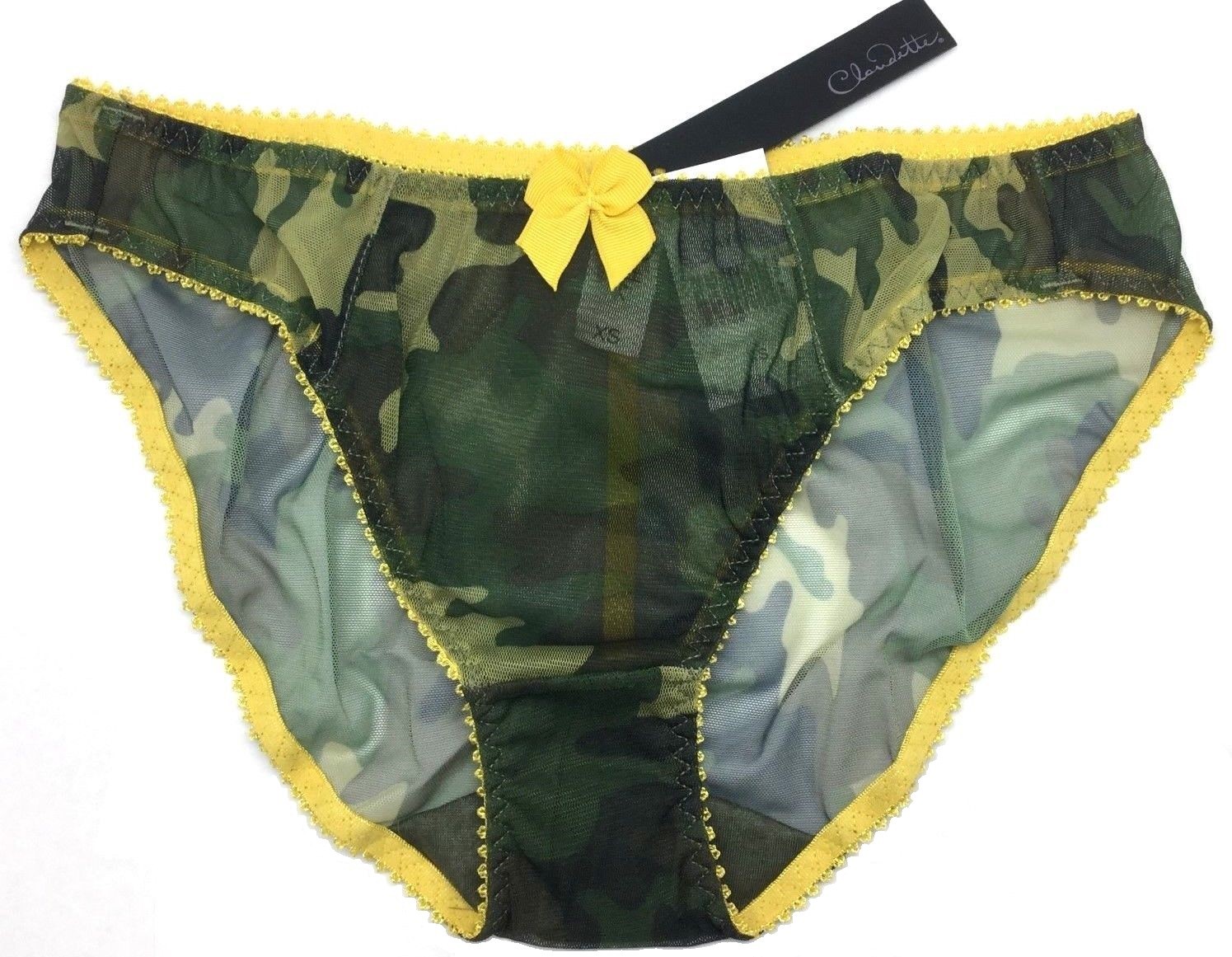 Claudette Dessous Mesh Bikini Panty Women’s Sexy Lingerie Underwear Camo Yellow