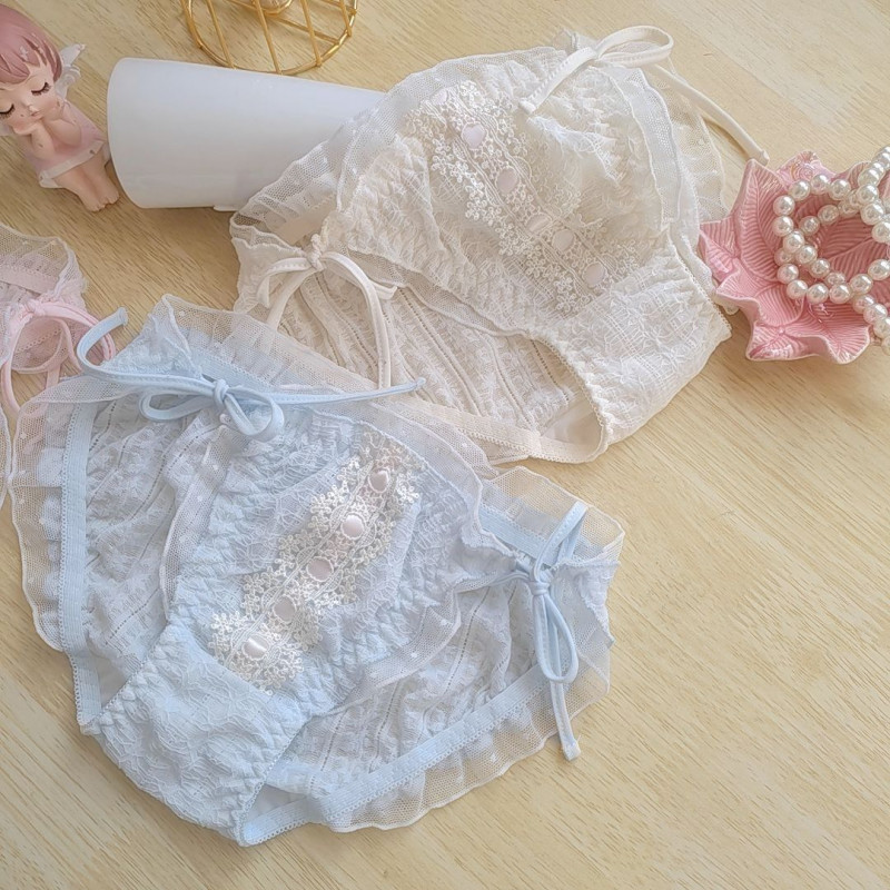 Japanese Women’s Briefs Lace Ruffled Edges Princess Girl Sweet Lace Up Underwear