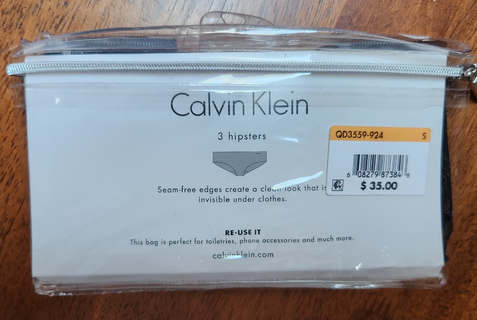 Pkg of 3 Smoothe Edge CK Calvin Klein Hipster Panties Small
