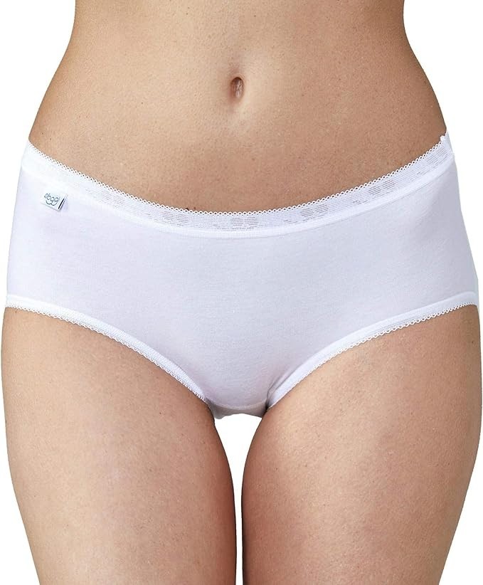 Sloggi Womens 2 Pack Basic Midi Full Slip Briefs, White, Size UK 10 EU 38