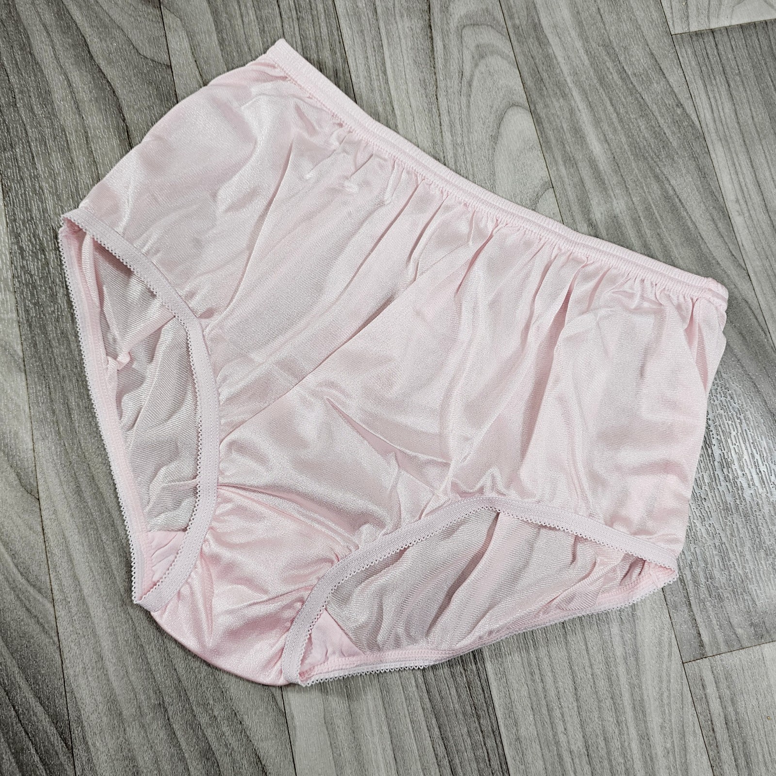 Nylon Brief Panty Classic Granny Panties by Teri Lingerie, Pastel Pink, Size 10