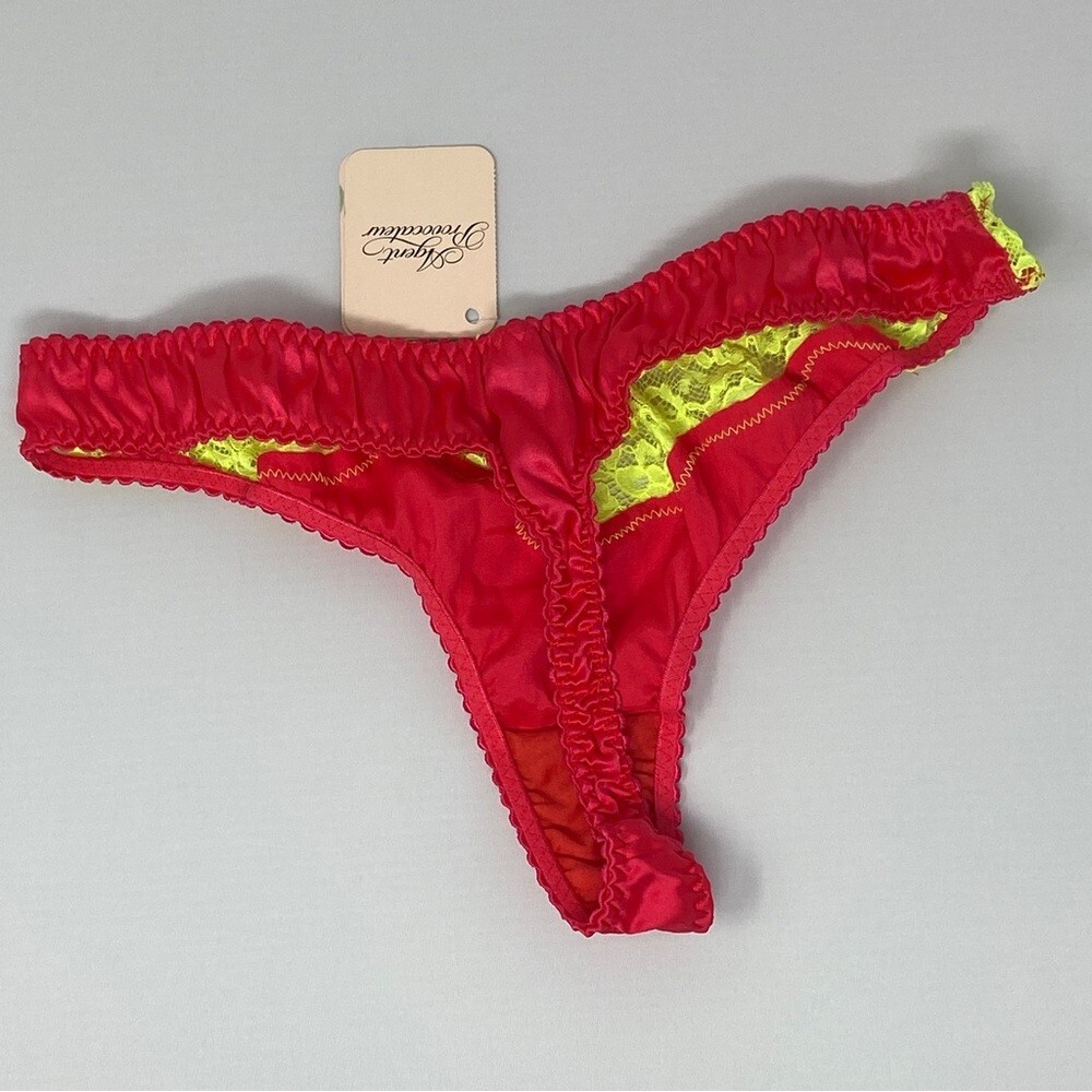 Agent Provocateur Novah Red Yellow Silk Thong AP3 Medium NWT