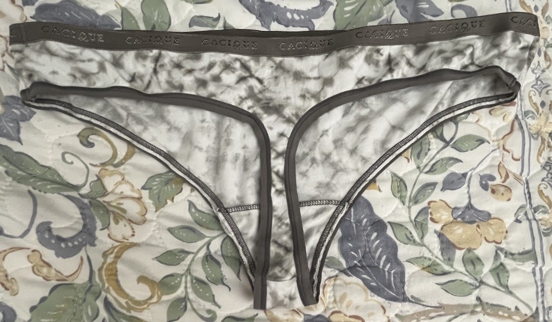 Cacique Lane Bryant Cotton Wide Side Thong Panties Teal Gray Navy Size 12