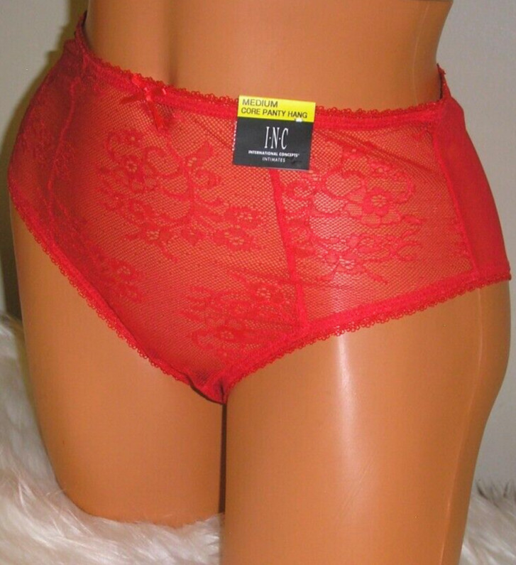 Panties Lingerie INC International Concepts Lace & Mesh Red Medium Adult Gift
