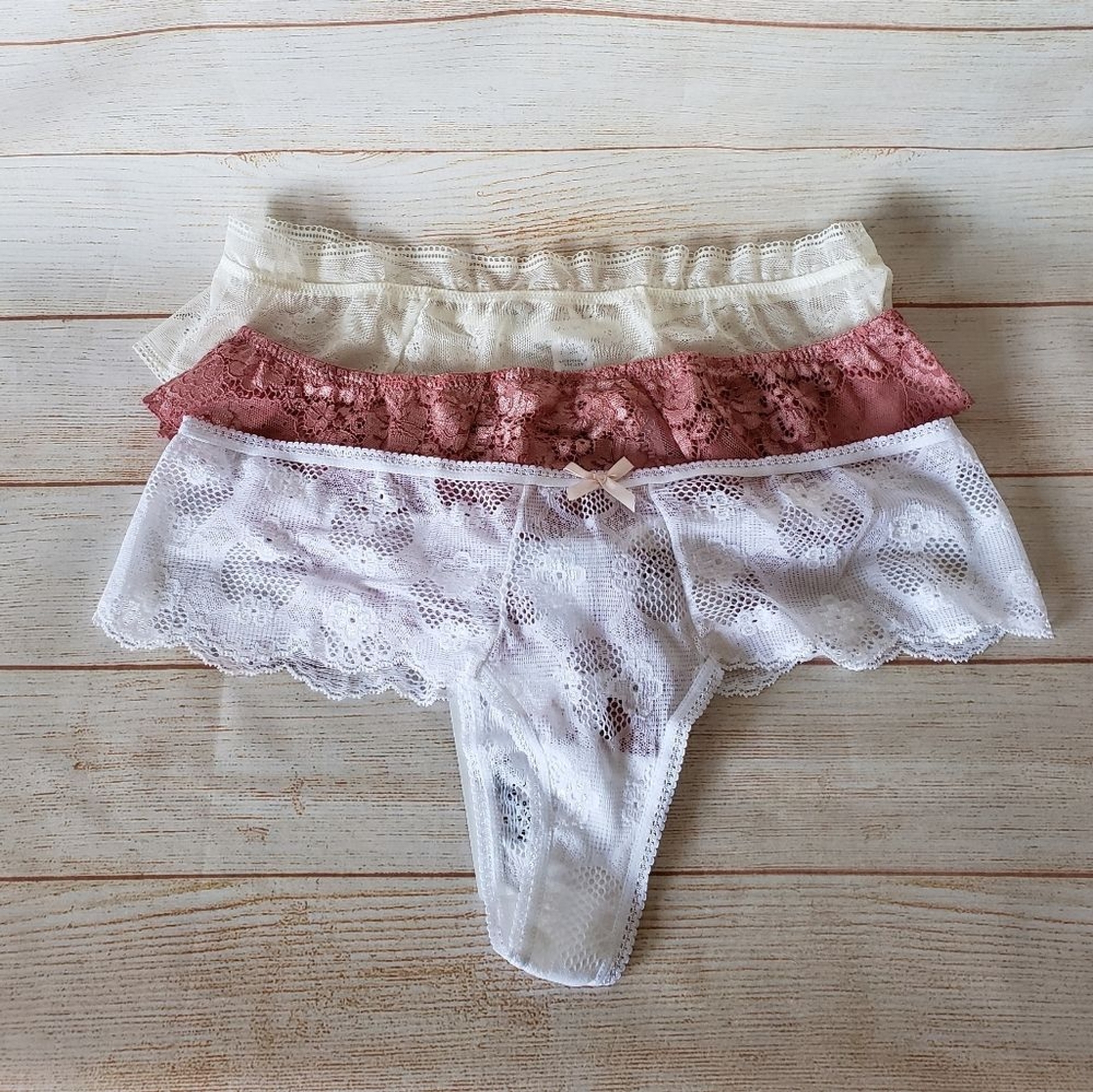 Eberjey Set of 3 Cheeky Bikini and Thong Lace Panties Women’s Large