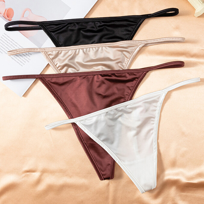 6PCS/LOT Sexy Ladies Womens Satin Panties Thongs G string Bikini Brief Underwear