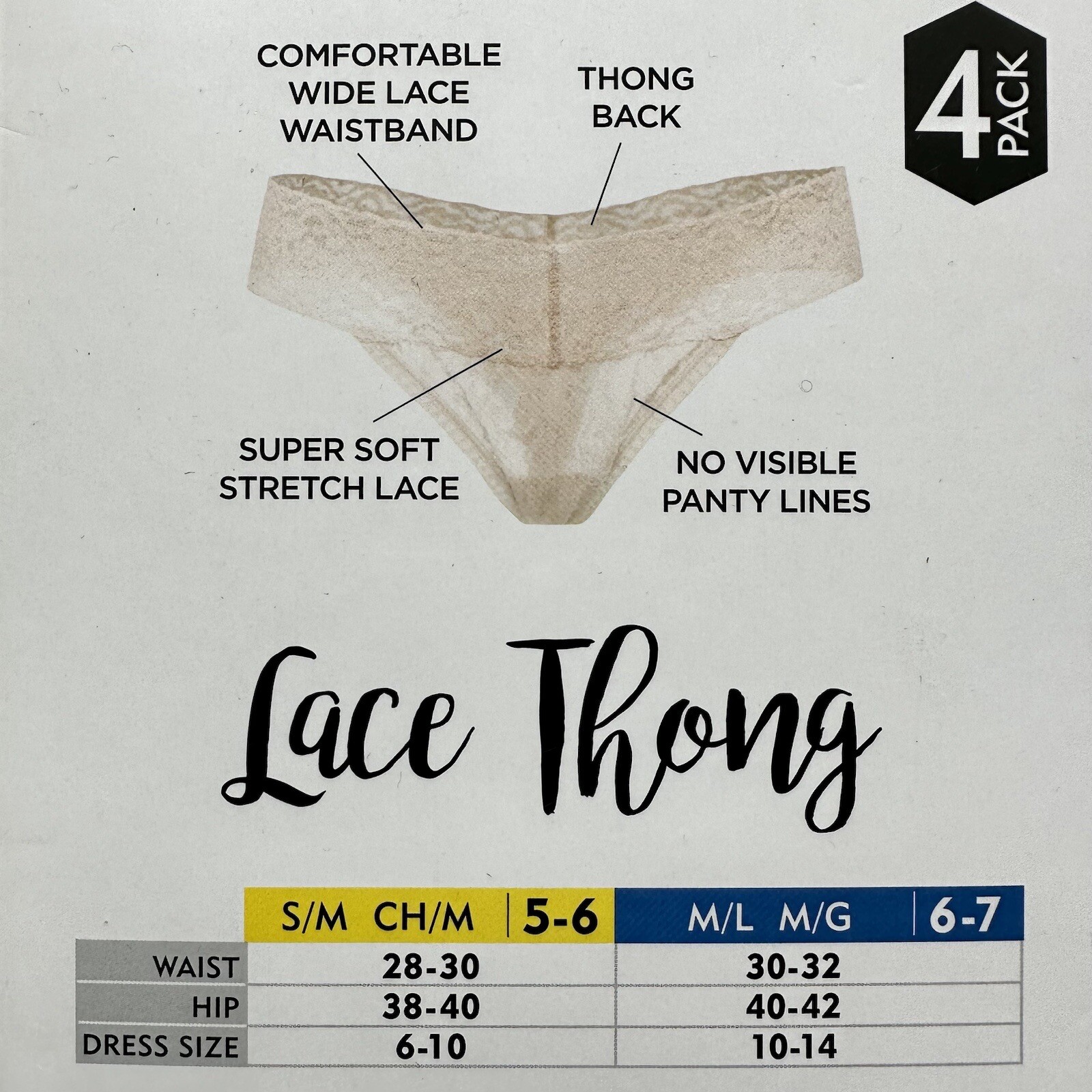 Felina Lace Thongs Size S/M Beige White Black Grey Stretch Underwear Brand New