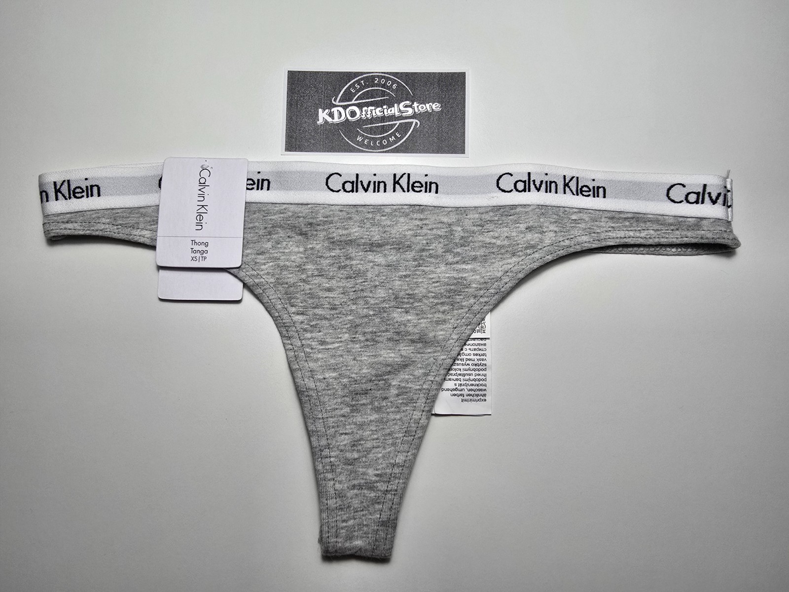 XS Calvin Klein Carousel Logo Cotton Thong Panties Underwear Grey Heather NWT