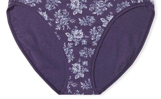 M XL XXL Purple Toile Floral Cotton Victorias Secret High Leg Waist Brief Pantie