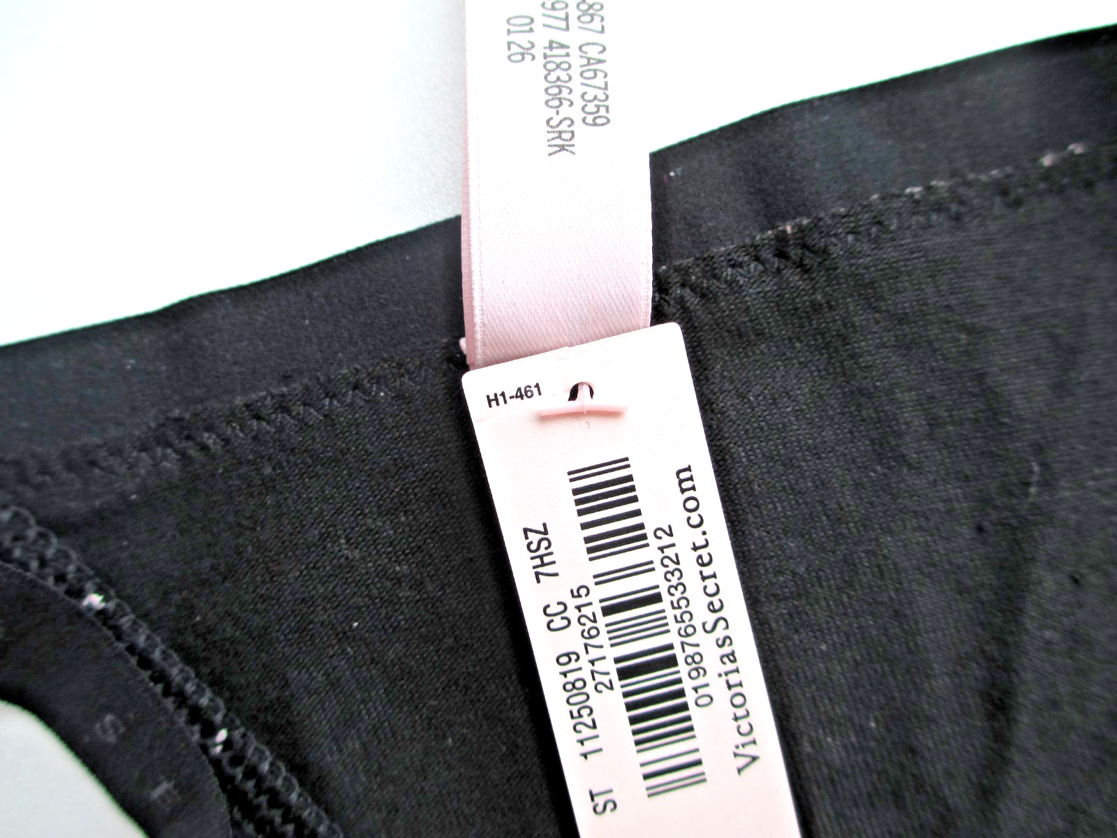 VICTORIA’S SECRET Cotton V-String Thong Panty S L Black Script NWT FREE SHIP 4+