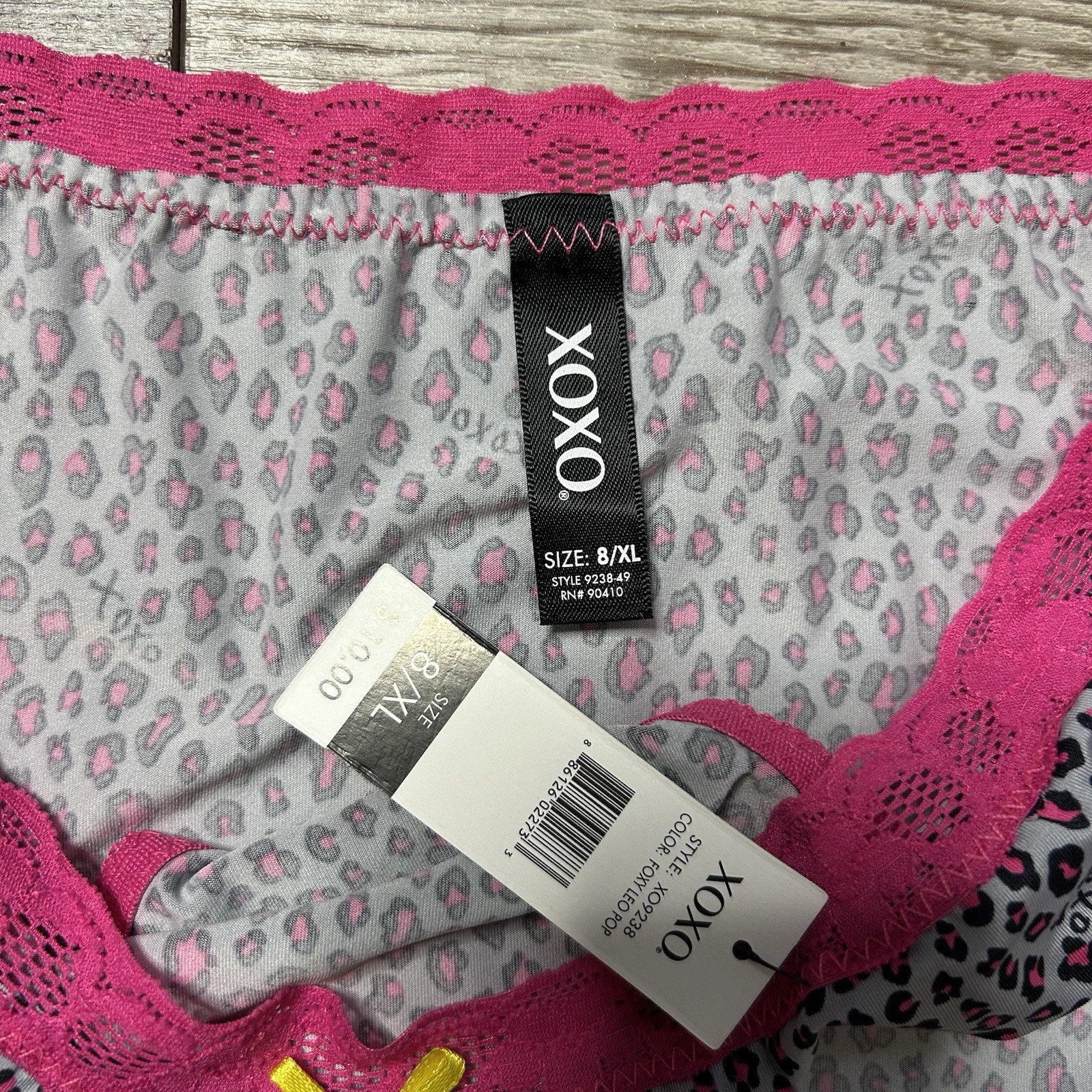 XOXO Bikini Panty Size XL Panties Lot of 3 Underwear Animal Print Bows Pink NEW