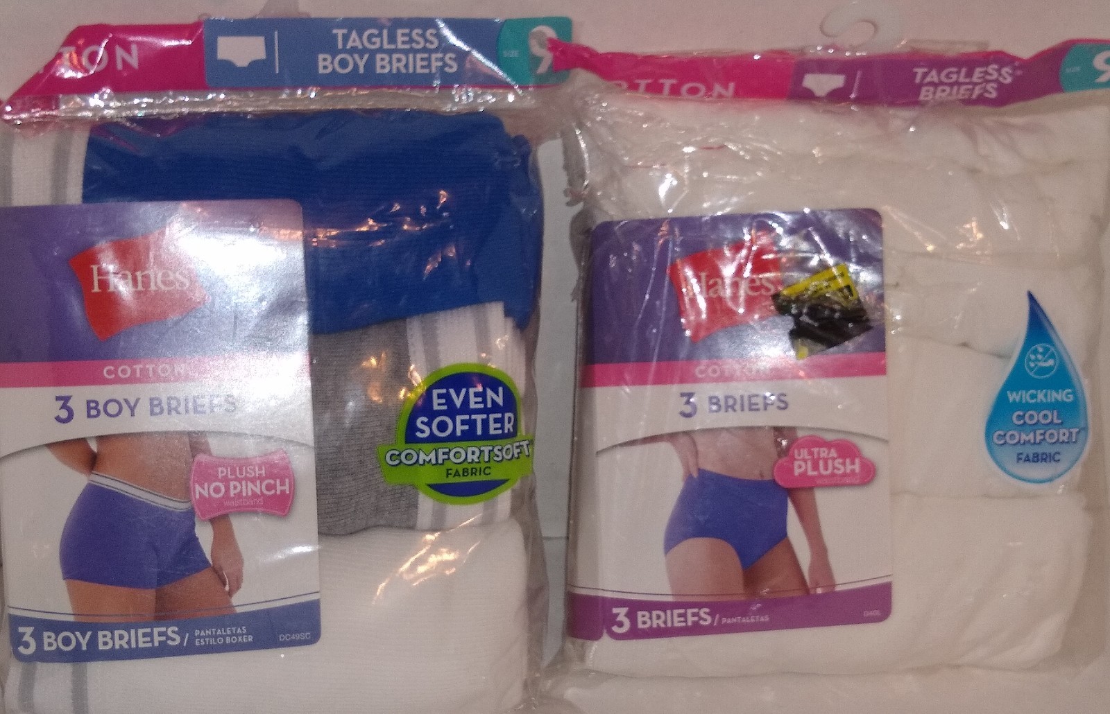 Hanes Ladies Choice 6 to 12 New 3 pack Random Color Boy Briefs or Hipsters