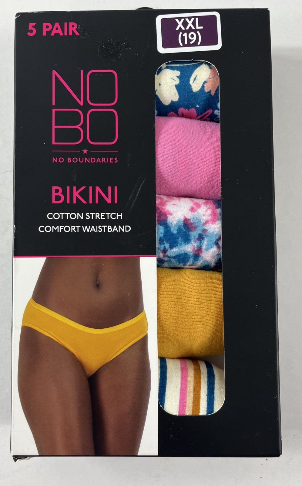 5 in Pack No Boundaries Cotton Stretch Bikini Panties XXL (19) NIP