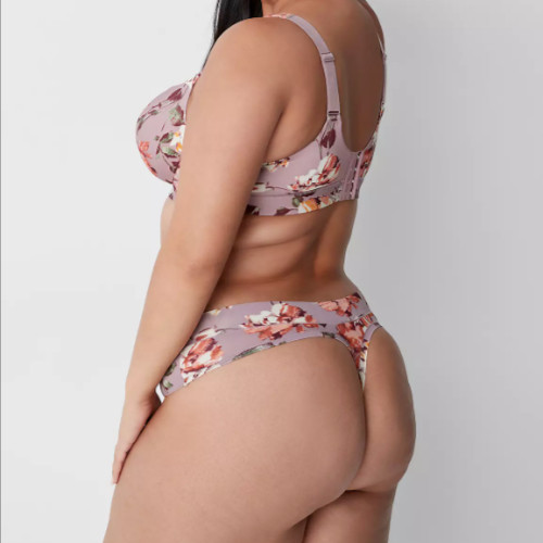Lane Bryant Cacique Plus 18/20 Comfort Bliss Thong Panty Lavender Floral*