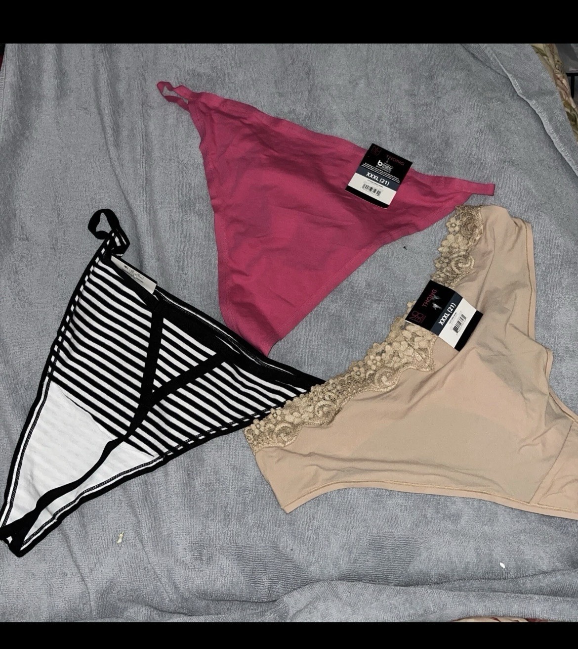 3 Pairs No Boundaries Thongs W Lace And Solid Size XXXL (21) New