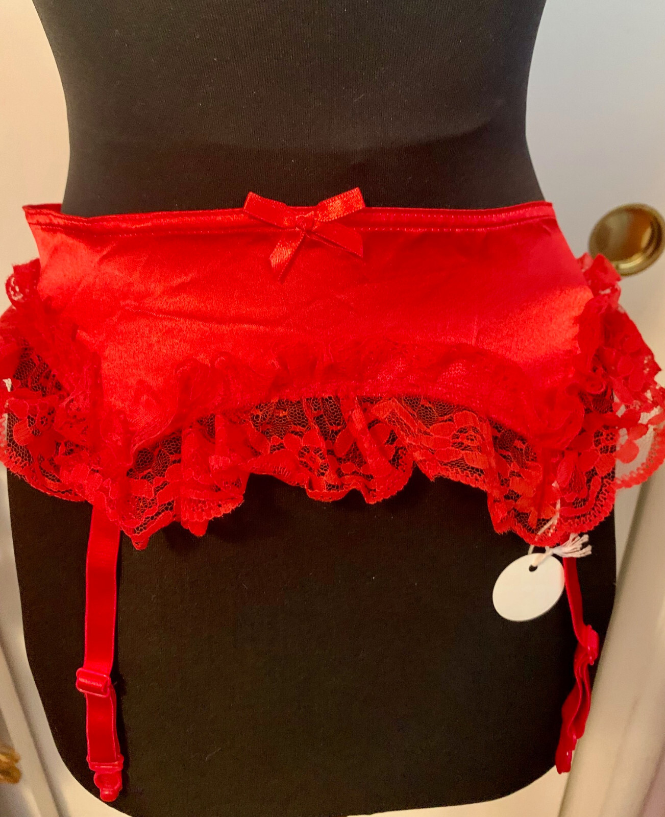 PANTIES RED NICKER VINTAGE style FRILLY NEW TAGS 8X SATIN LACE +1 FREE STOCKINGS