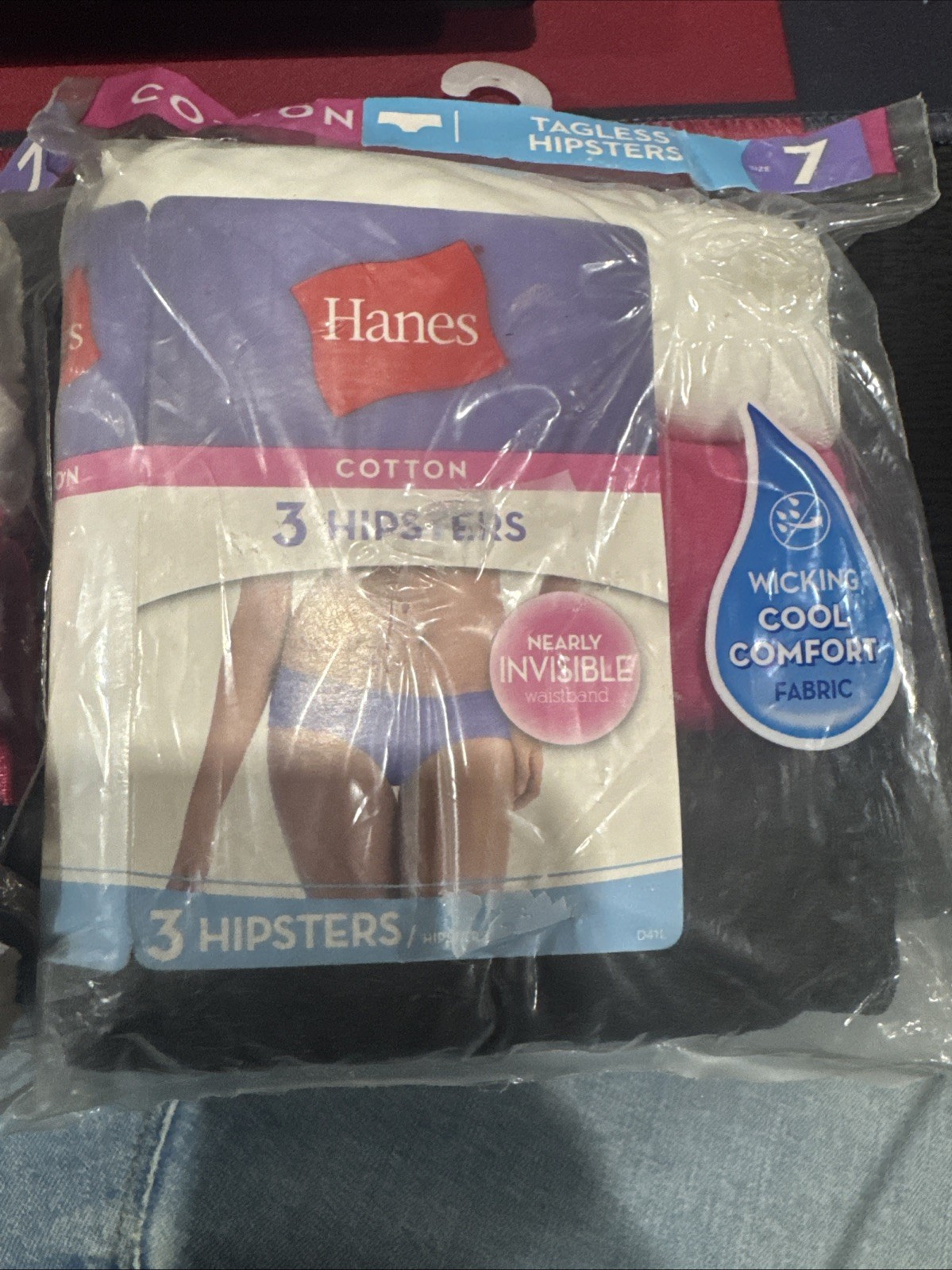 HANES Women’s Tagless Cotton Hipsters 3-Pack Size 7 L Brand New Sealed
