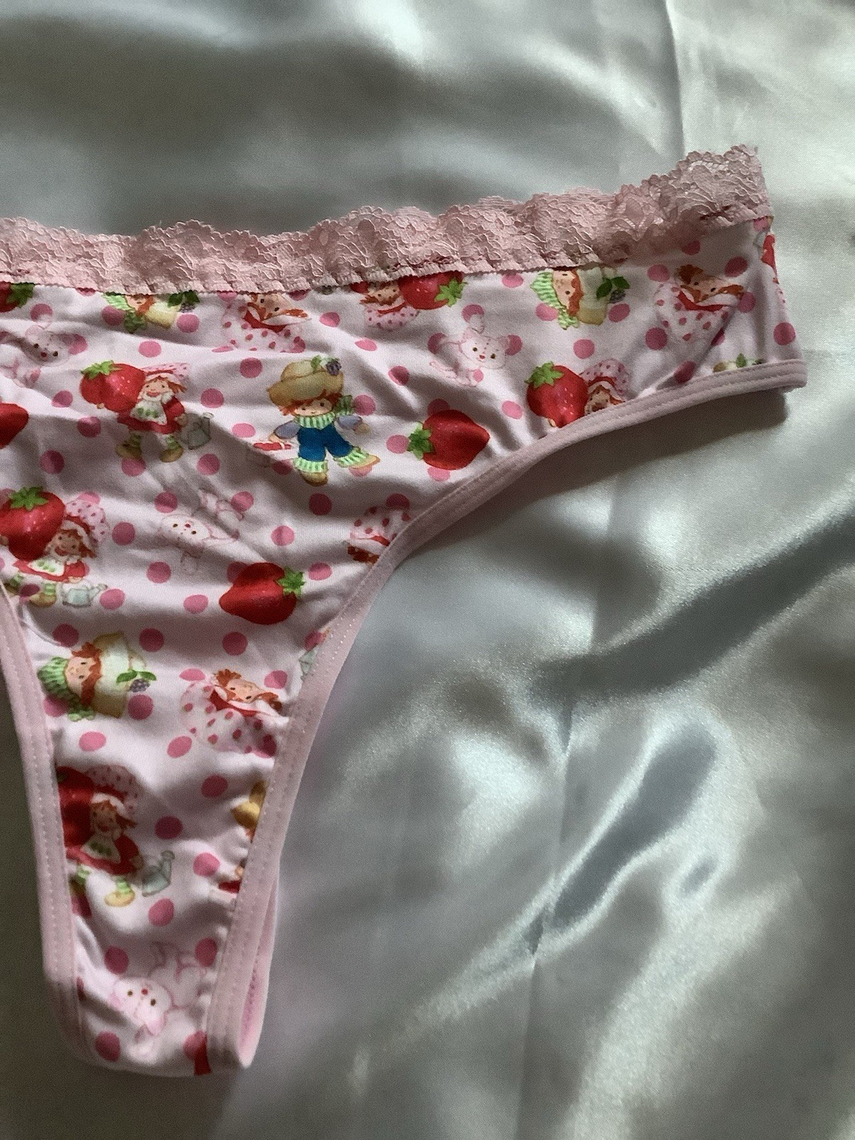 Women’s Teens Strawberry Shortcake Red Pink Kawaii Thong Panties 2pk Large