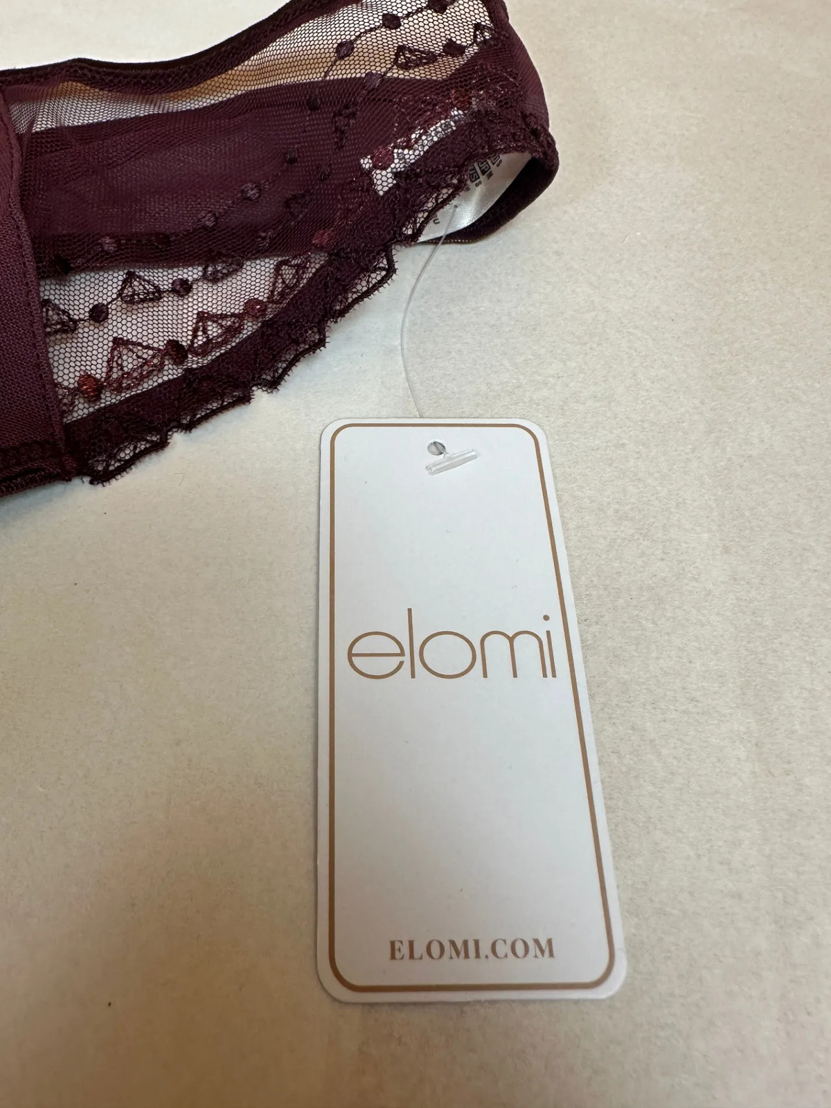 CLEARANCE Elomi Womens Matilda Thong Panties Knickers Size S Wine Burgundy Lace