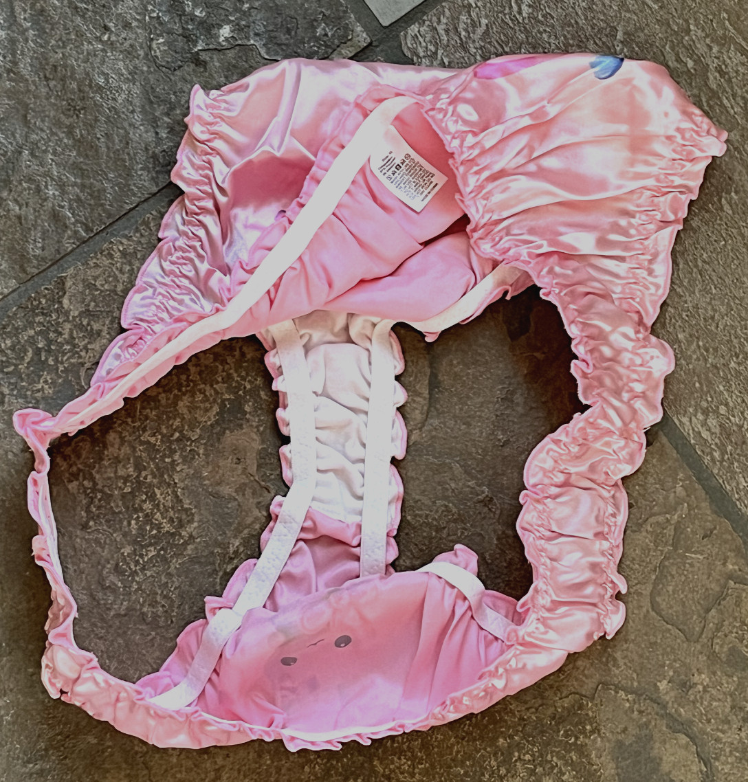 Cotton Candy Pink 8/XL Shiny SATIN HAPPY BUNNY Tanga Bikini Panties #SR25 NWOT