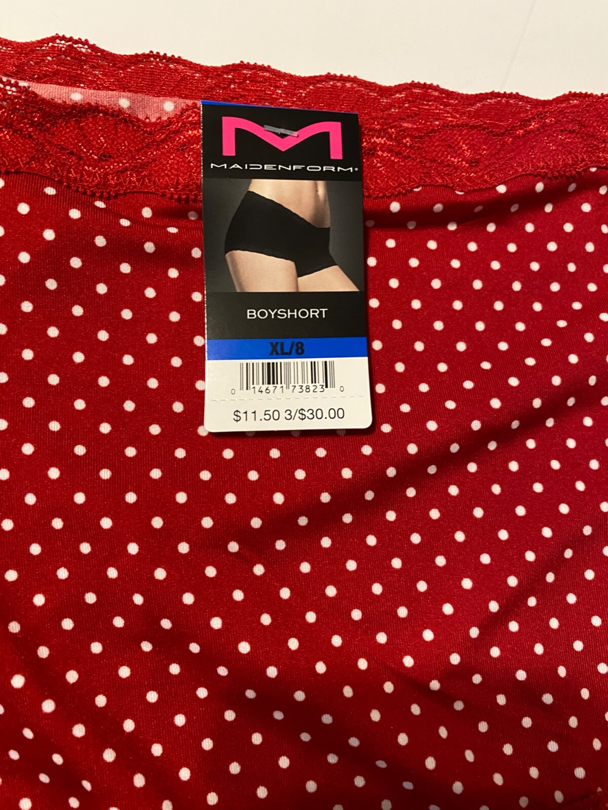 Maidenform PANTIES 3 pairs Boy Shorts Red White Polka Dot Style 40760 Size 6 Med
