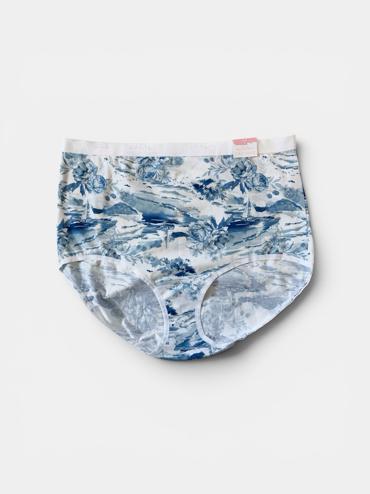 Lane Bryant Cacique Cotton High Waist Brief Panty Sailing Sailboats 14/16