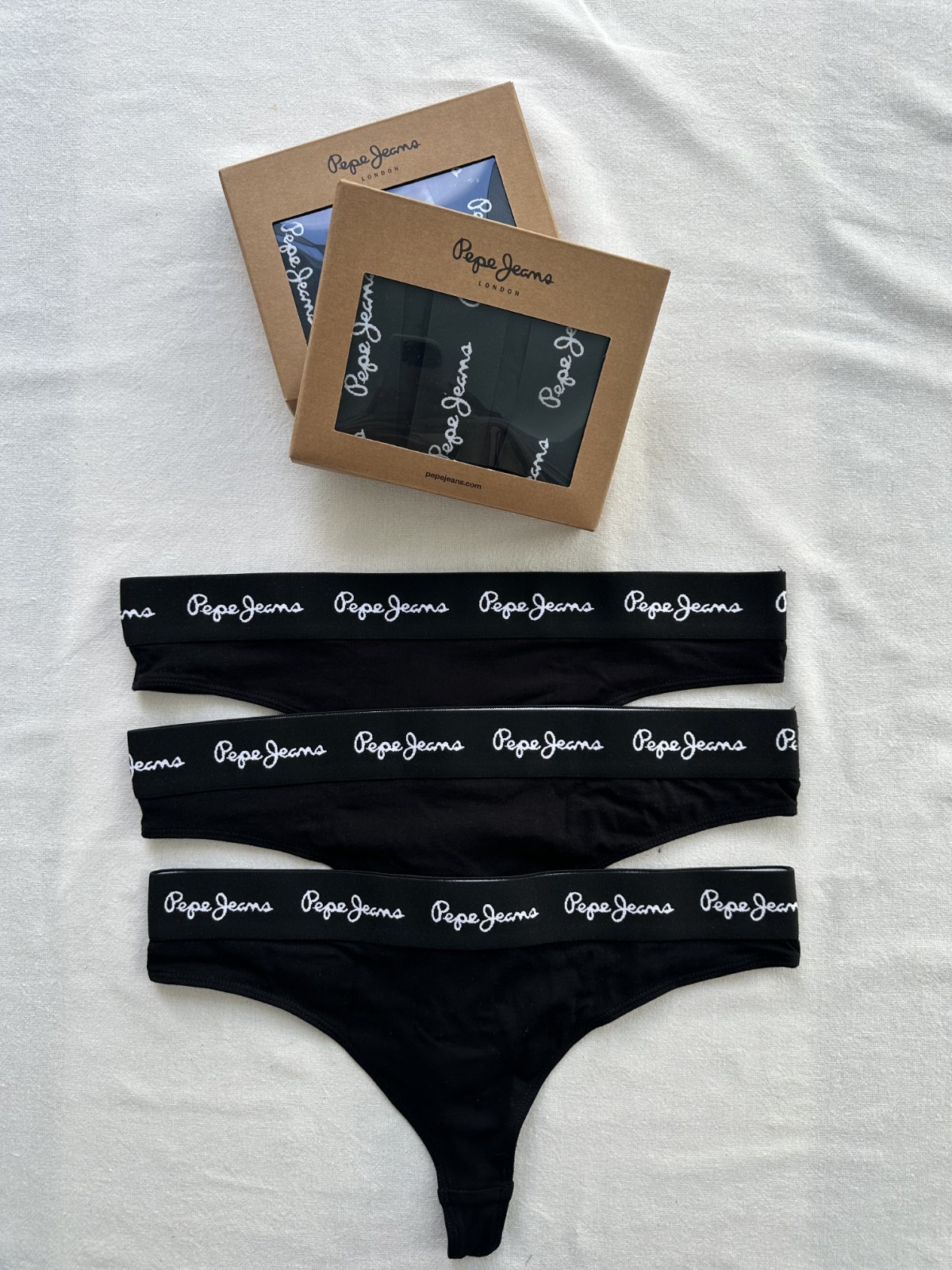 Pepe Jeans London I Women’s 3-Pack Thong Set Cotton Rich In Original Gift Box