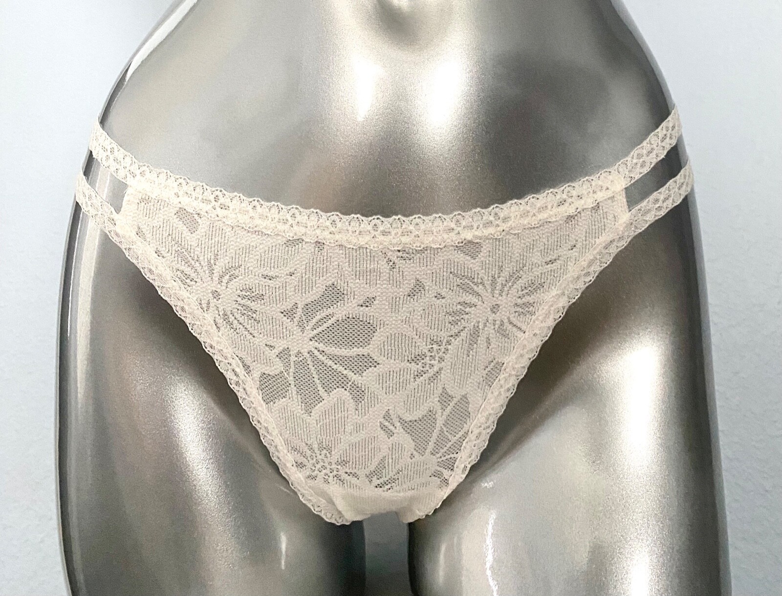 PINK Victoria’s Secret Panty Coconut White Strappy Sexy Lace Thong S M L XL