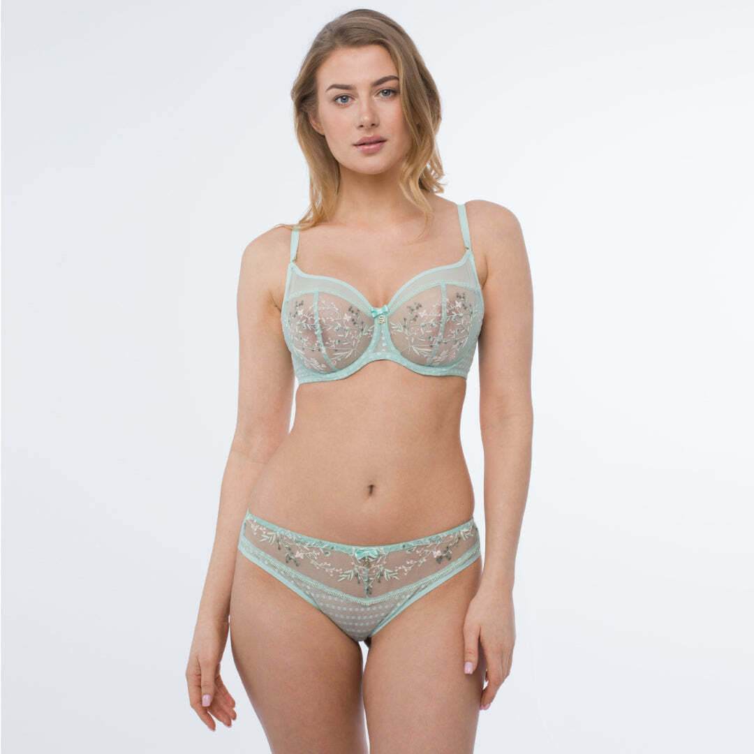Samanta Juno Sheer Mesh Tulle Embroidered Tanga Panty New Women’s Lingerie M300
