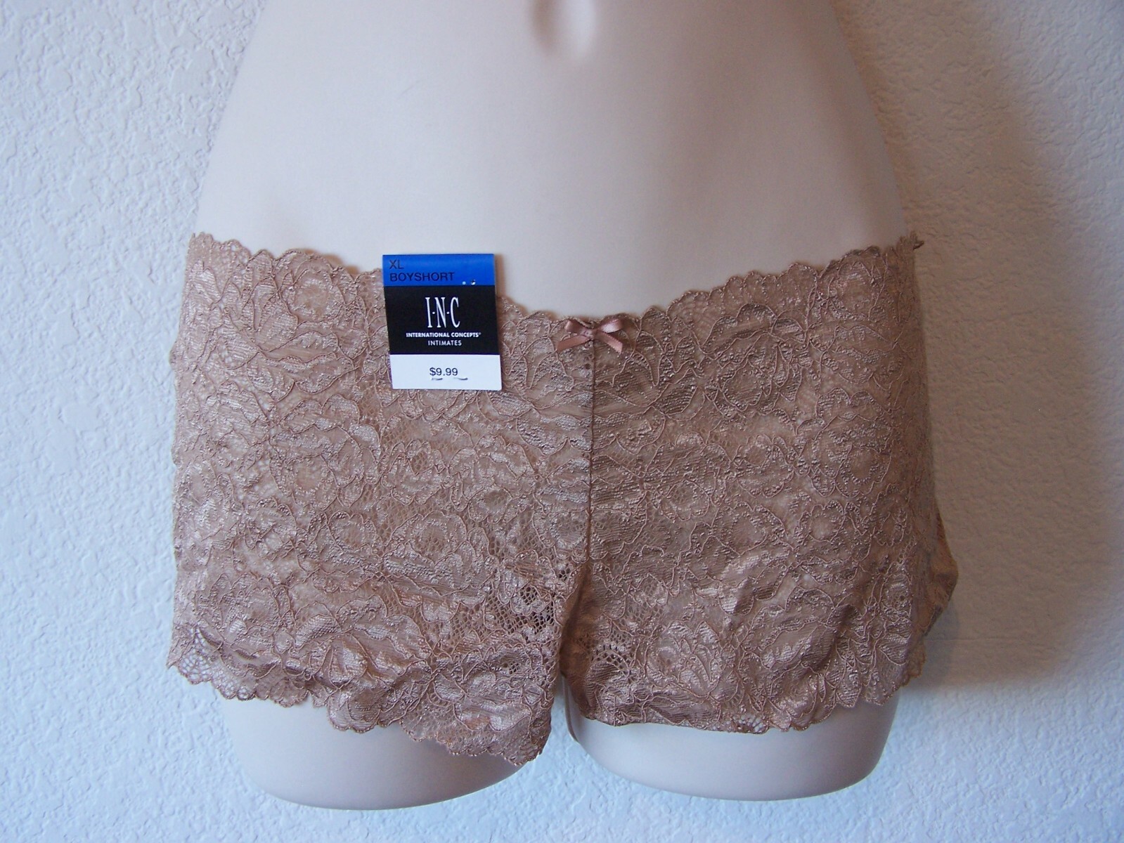SET OF 2 PAIR – INC All lace Boyshorts one pair blue, one taupe Size XXL