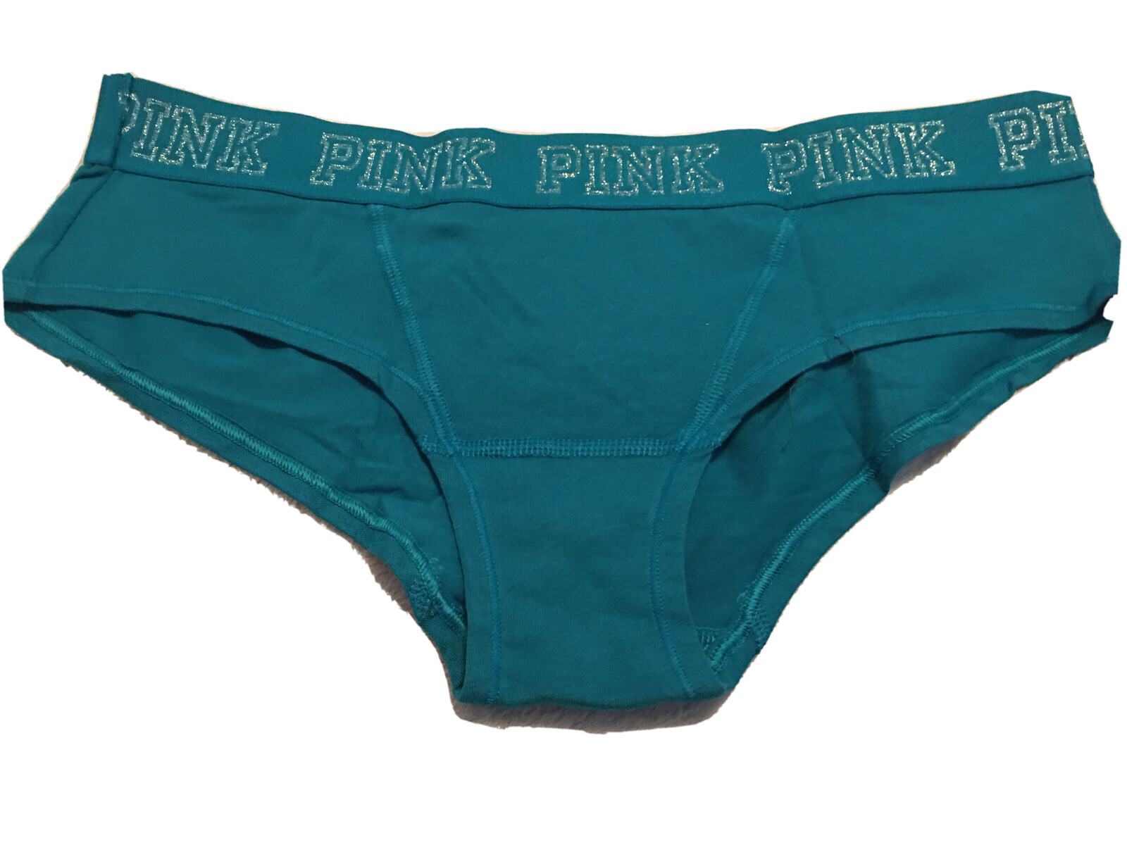 Victoria’s Secret Pink Logo WaistBand Hipster Brief NWT Sz L Teal & Shine Band