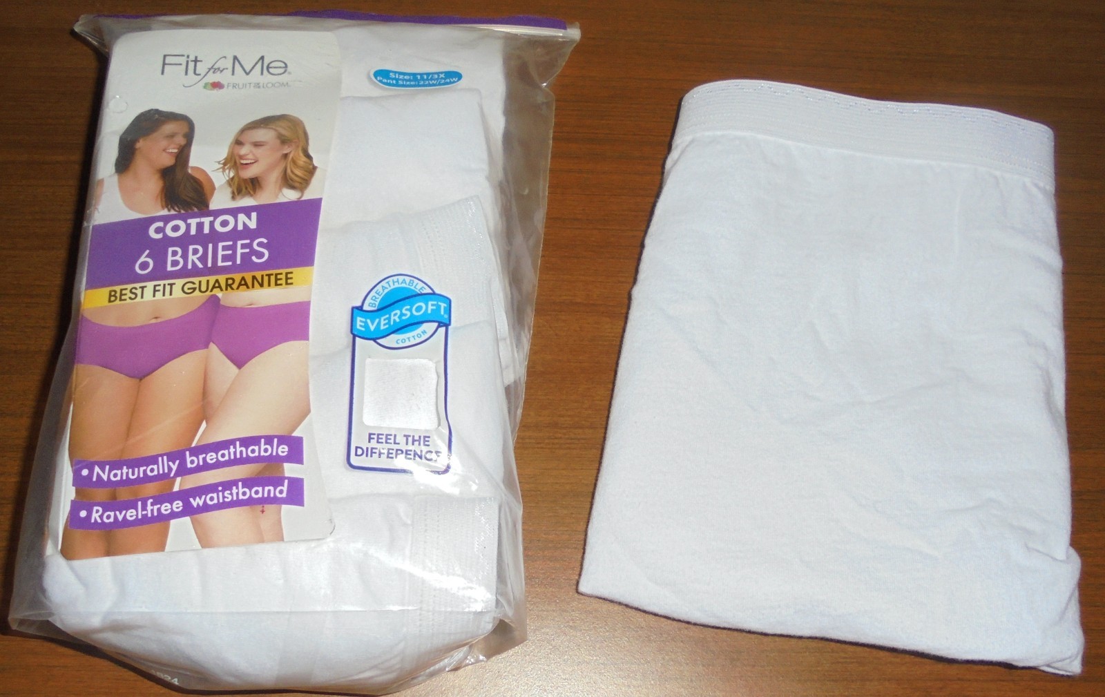 6 Pack Women’s FIT FOR ME Fruit of the Loom COTTON BRIEFS 11/3X White *SEE NOTE*